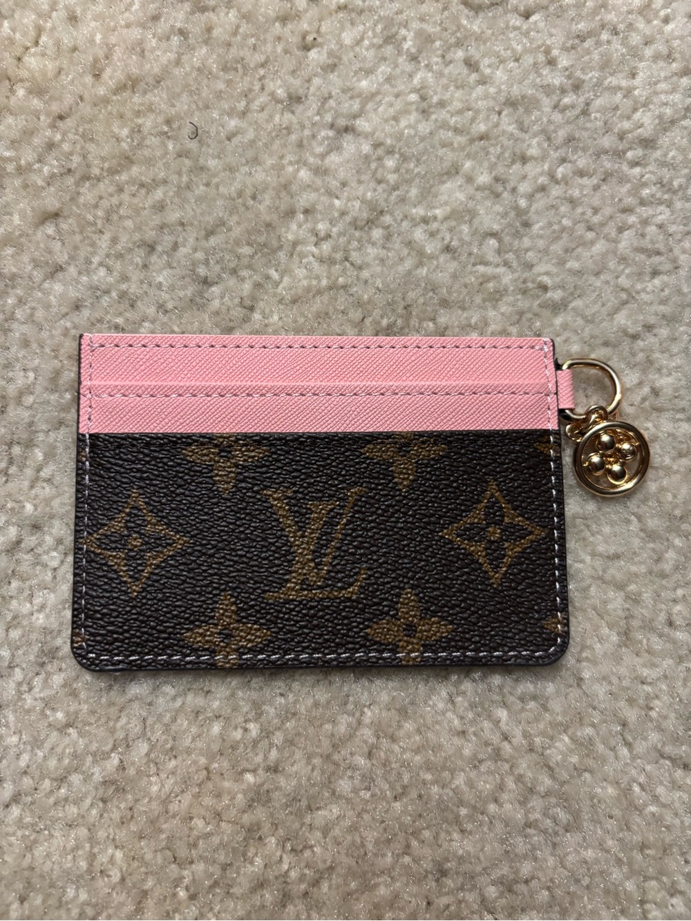 Monogram Card & Key Holder in Pink and Brown